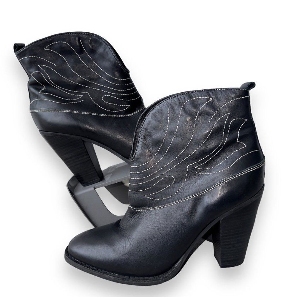 Matisse Ankle Western Style Heeled Boots Black Leather Women's 10M